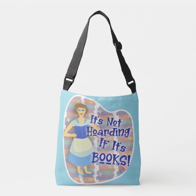  Book Hoarding Gal Retro Kitschy Funny Art Crossbody Bag (Front)