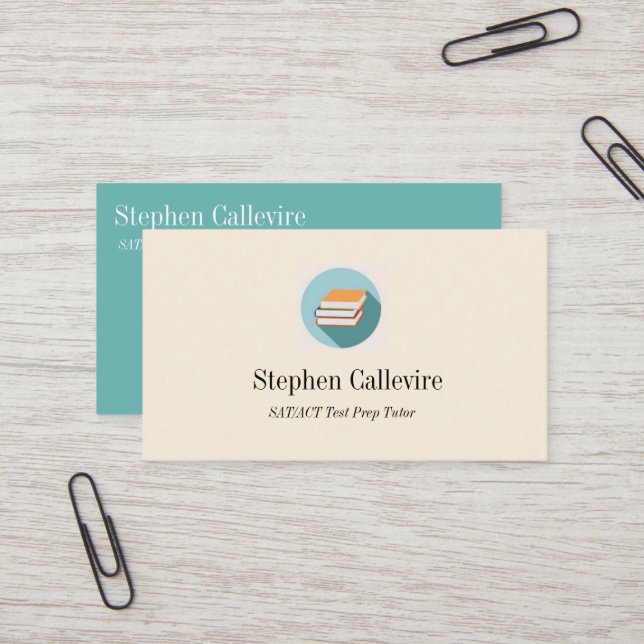Book Icon Education Business Card (Front/Back In Situ)