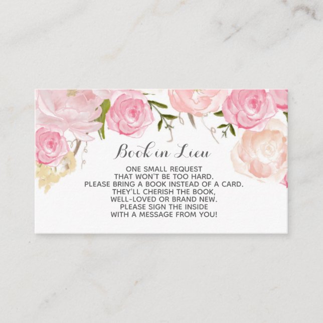 Book In Lieu Cards Watercolor flowers (Front)