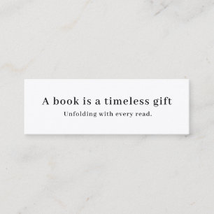 Book It a Gift   Modern Minimal Bookmark Design Mini Business Card