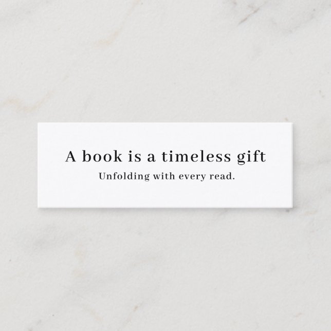 Book It a Gift | Modern Minimal Bookmark Design Mini Business Card (Front)
