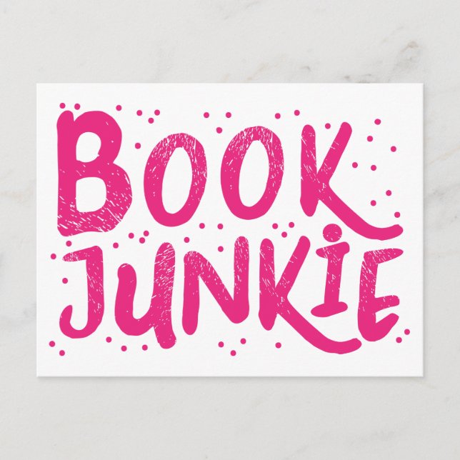 book junkie in pink postcard (Front)