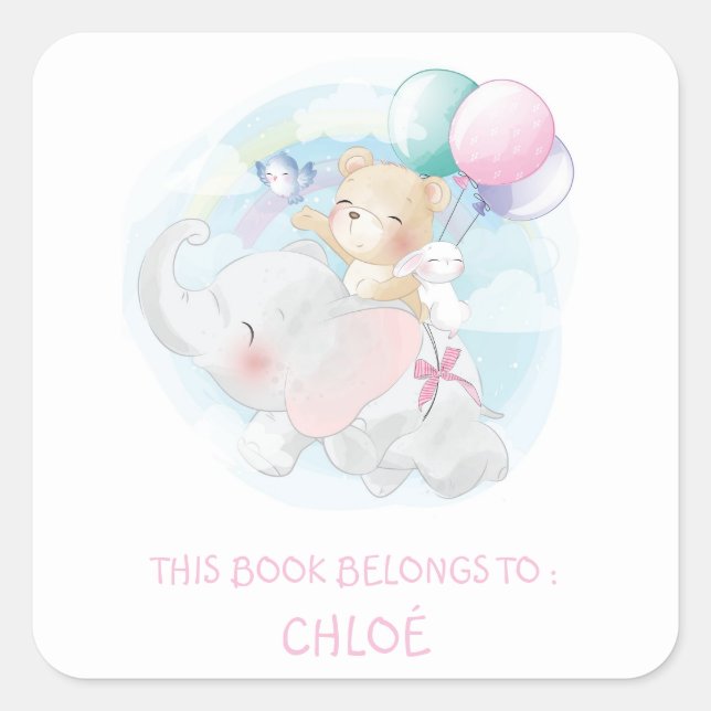 BOOK LABEL : CUTE ANIMALS & BALLOONS (Front)