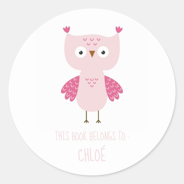 BOOK LABEL : CUTE PINK BABY OWL (Front)