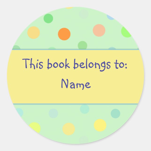 Book Label - Polka Dot Design (Front)