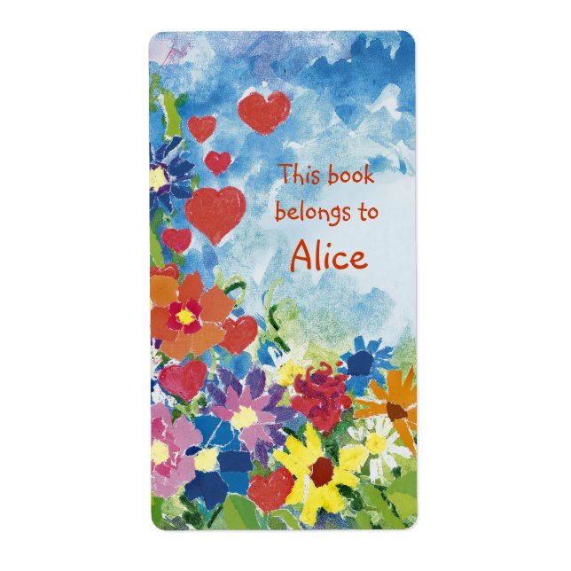 Book Labels with cute flowers (Front)