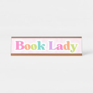 Book Lady Desk Plate Desk Name Plate