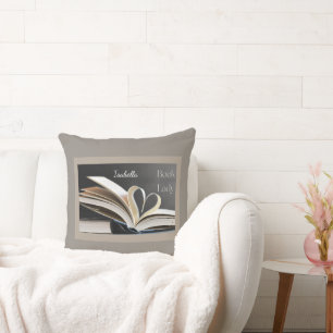 Book Lady, Personalzed Reading Hobby Gift for Her Cushion