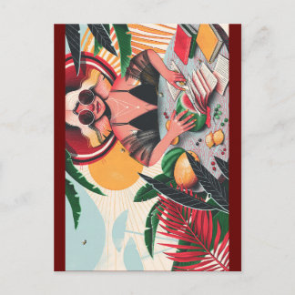book lady whimsical Postcard