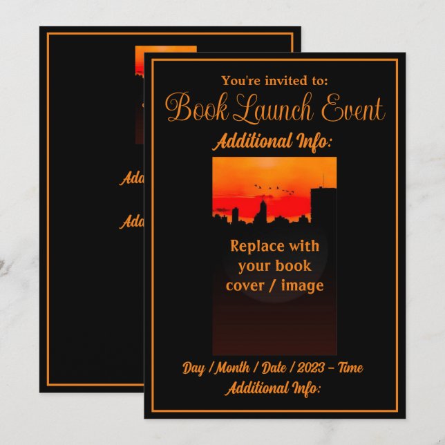 Book Launch Event Black Invitation (Front/Back)