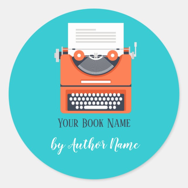 Book Launch Party Typewriter Classic Round Sticker (Front)