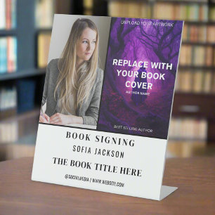Book Launching Signing Photo Author Marketing  Pedestal Sign