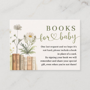 Book Library Baby Shower Floral Books For Baby Enclosure Card