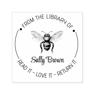 Book library bookplate book stamp Custom BEE