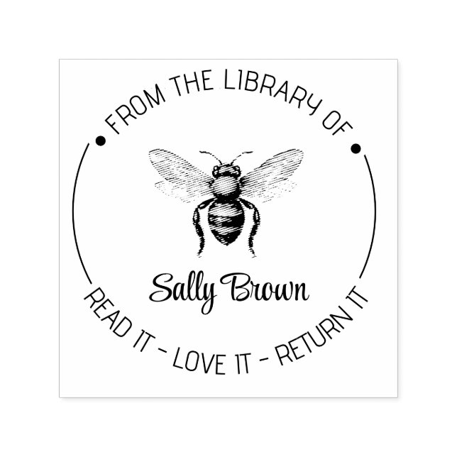 Book library bookplate book stamp Custom BEE (Design)