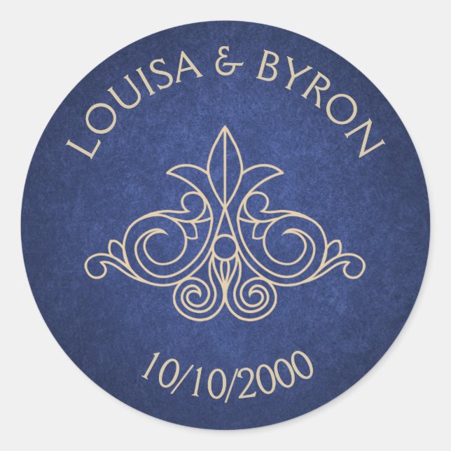 Book Library Geek Blue Literary Wedding Classic Round Sticker (Front)