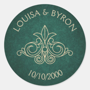 Book Library Geek Green Literary Wedding Classic Round Sticker