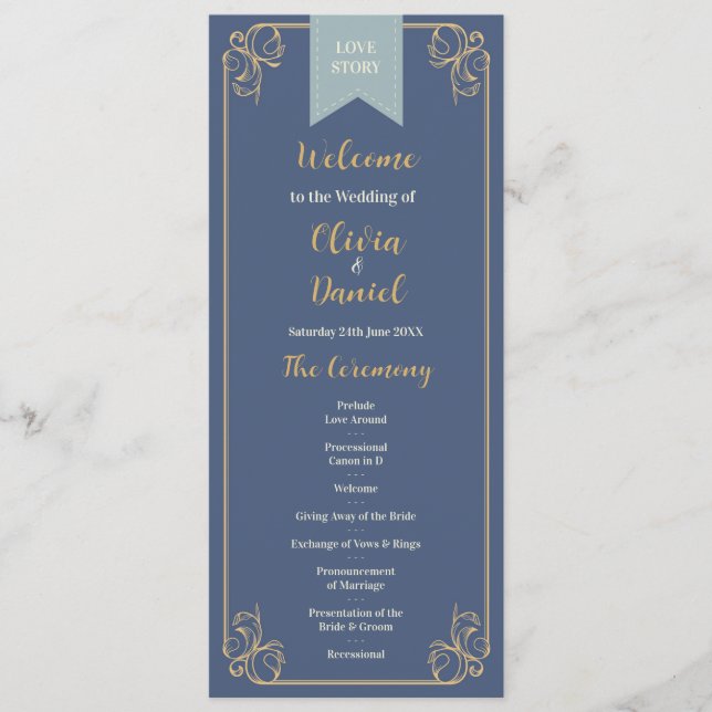 Book Library Wedding Menu Ceremony Details (Front)