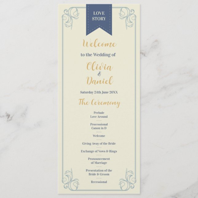 Book Library Wedding Menu Ceremony Details (Front)