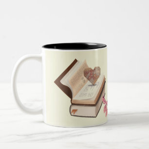 Book love with Heart Map & love store Two-Tone Coffee Mug