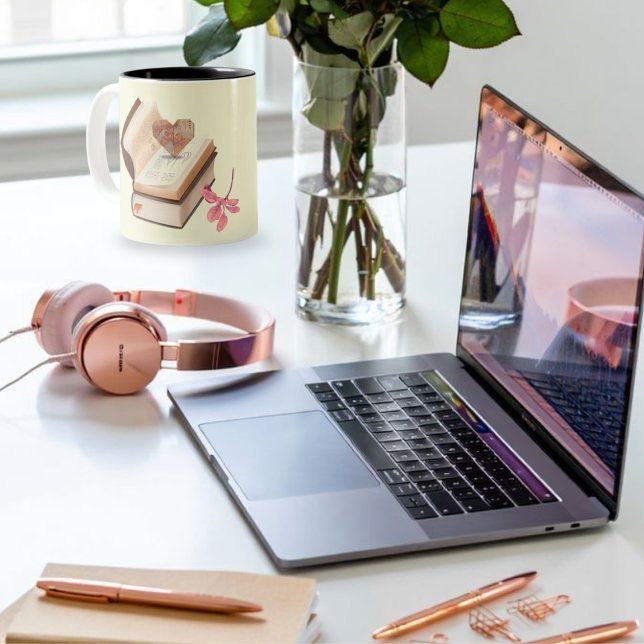  Book love with Heart Map & love store Two-Tone Coffee Mug (Creator Uploaded)