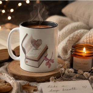  Book love with Heart Map & love store Two-Tone Coffee Mug