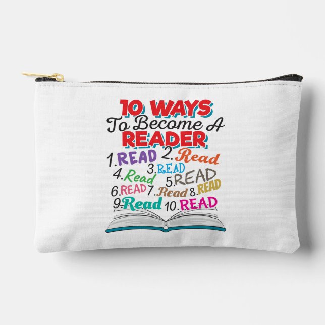 Book Lover 10 Ways to Become a Reader Accessory Pouch (Front)
