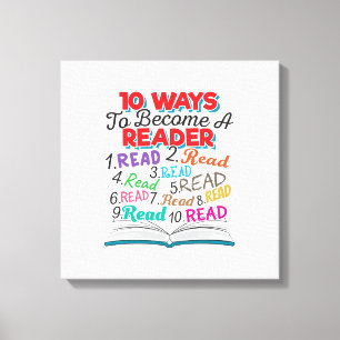 Book Lover 10 Ways to Become a Reader Canvas Print