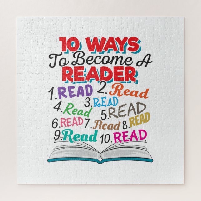 Book Lover 10 Ways to Become a Reader Jigsaw Puzzle (Vertical)