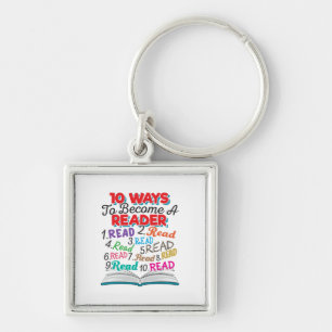 Book Lover 10 Ways to Become a Reader Key Ring