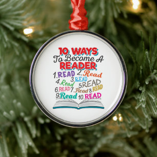 Book Lover 10 Ways to Become a Reader Metal Tree Decoration