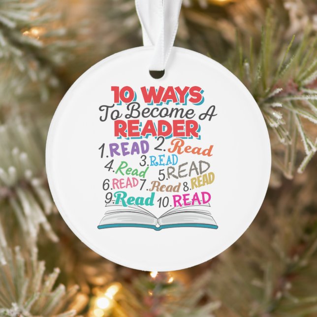 Book Lover 10 Ways to Become a Reader Ornament (Tree)