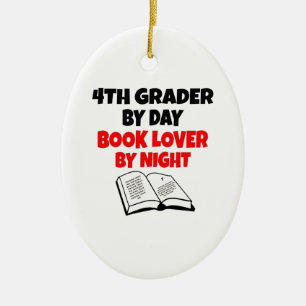 Book Lover 4th Grader Ceramic Tree Decoration