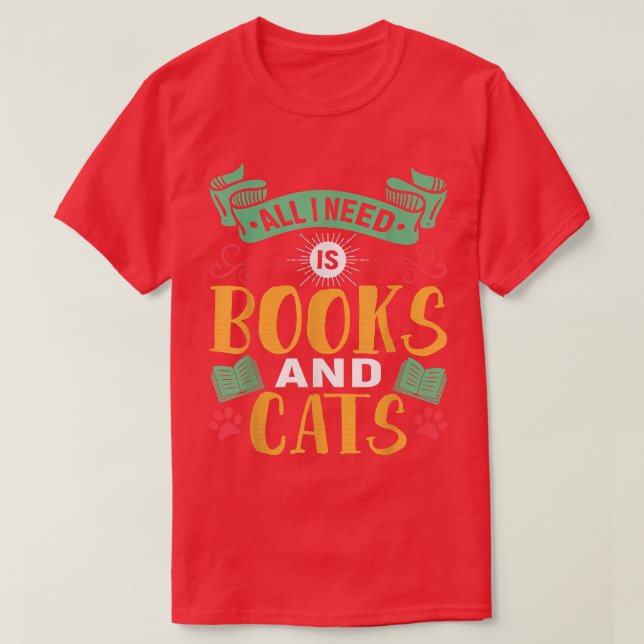 Book Lover And Cat Lover Pun Book Reading Tet Desi T-Shirt (Design Front)