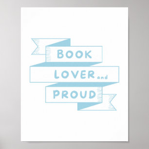 Book Lover and Proud Pastel Blue Retro Poster