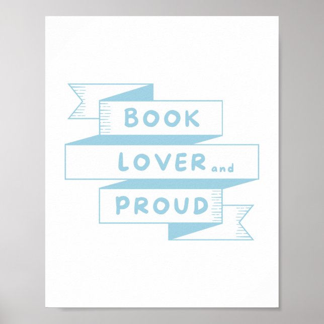Book Lover and Proud Pastel Blue Retro Poster (Front)