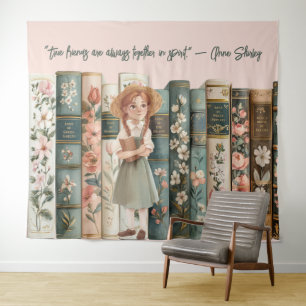 Book Lover   Anne of Green Gables   Floral Books Tapestry
