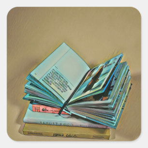 Book lover artwork square sticker