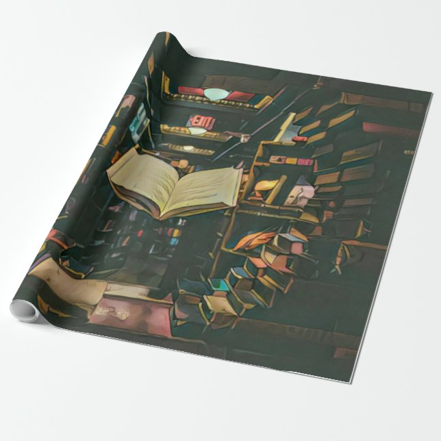 Book lover artwork wrapping paper (Unrolled)