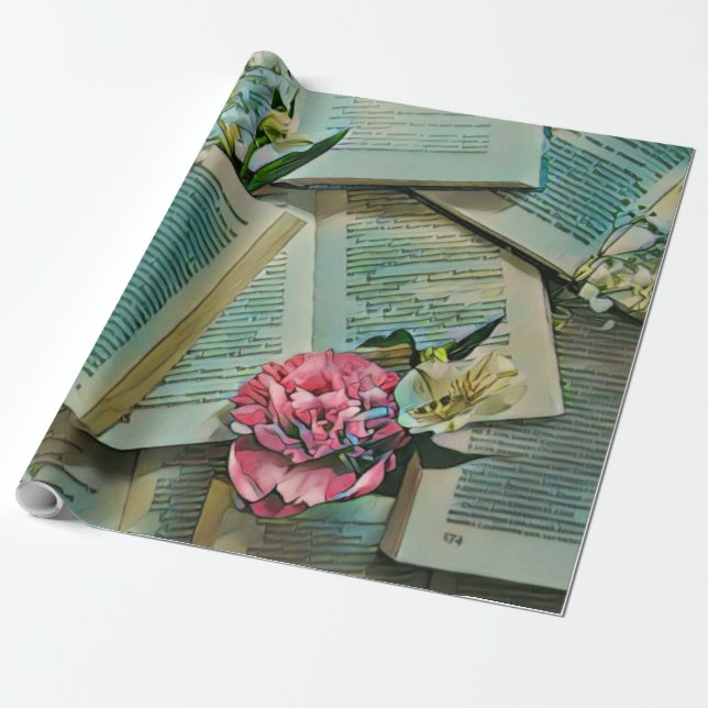 Book lover artwork wrapping paper (Unrolled)