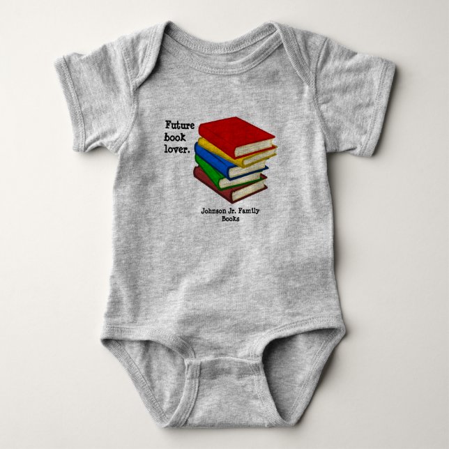 book lover baby one piece bodysuit (Front)