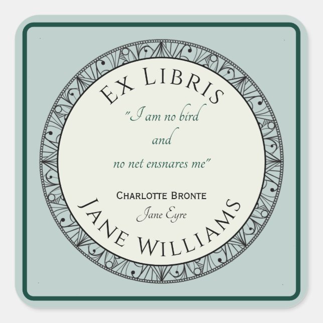 Book Lover Blue Personalised Bookplate Sticker (Front)