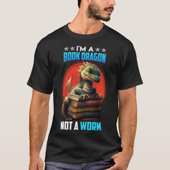 Book lover Book Dragon Reading friends bookworm Bo T-Shirt (Front)