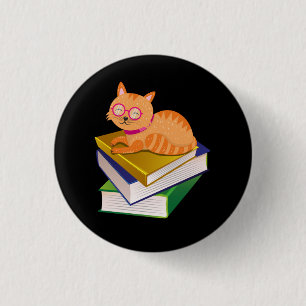 Book Lover - Books and Cat 3 Cm Round Badge