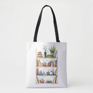 Book Lover Bookshelf Tote Bag