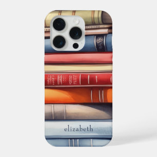 Book Lover Bookstack Personalised iPhone 15 Pro Case