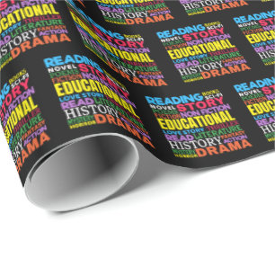 Book Lover - Bookworm Reading Genre Word Art Wrapping Paper