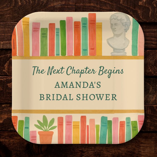 Book Lover Bridal Shower | Chic Fun "New Chapter"  Paper Plate (Creator Uploaded)