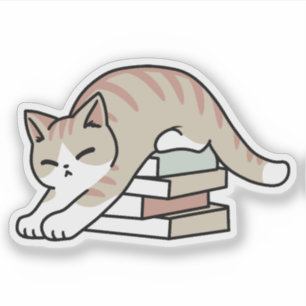 Book Lover Cat Illustration - Curled Up & Cosy