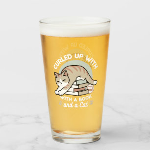 Book Lover Cat Illustration - Curled Up & Cosy Glass